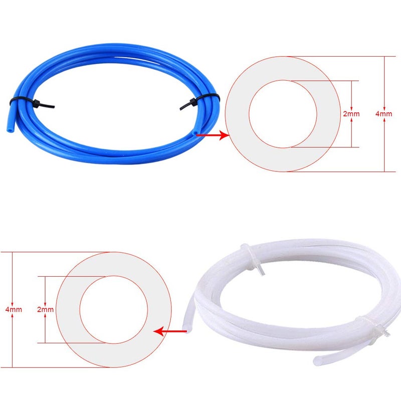SIQUK 4 Pieces Teflon Tube PTFE Tubing(1 Meter) with 8 Pieces PC4-M6 Fittings and 8 Pieces PC4-M10 Male Straight Pneumatic PTFE Tube Push Fitting Connector for 3D Printer 1.75mm Filament - Image 2